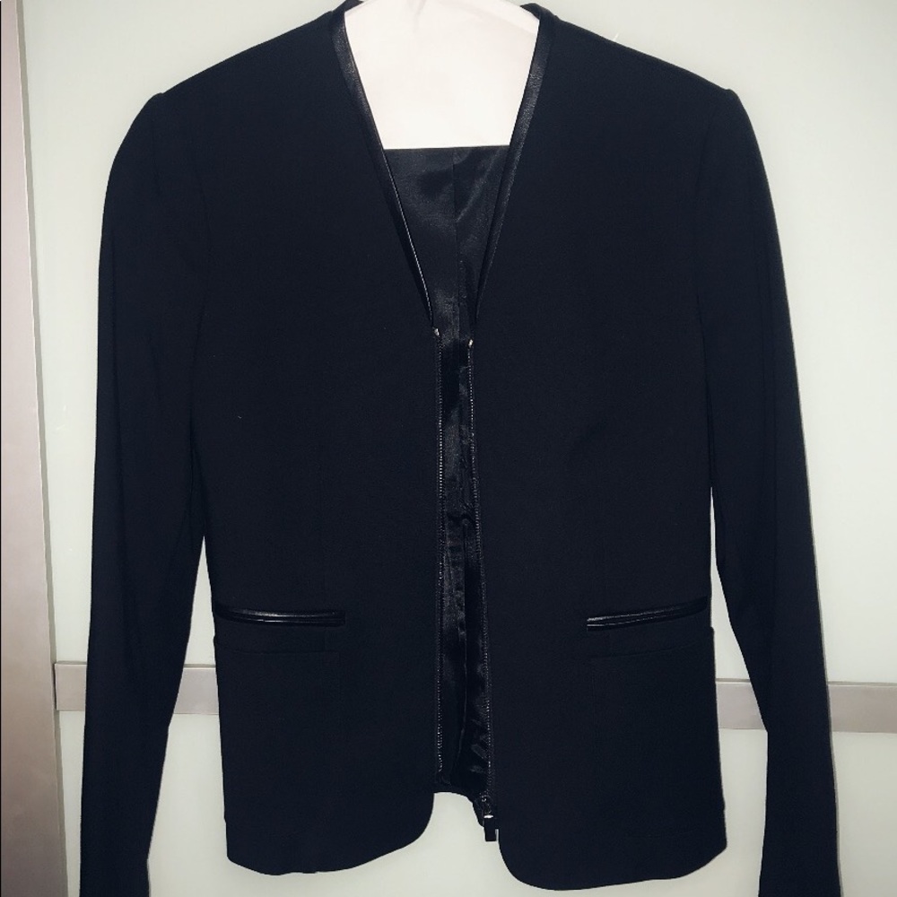 Zapa black sport jacket with leather trims